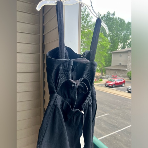 🆕 Free People Black Linen Wide-Leg Blend with Open Back Jumpsuit Size S - Picture 6 of 14